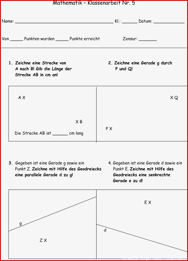 Klassenarbeit zu Geometrie