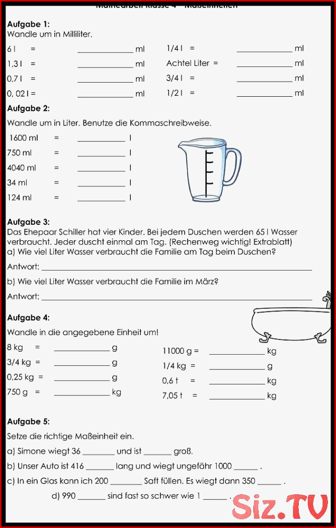 Klassenarbeit Zu Gr En Und Ma Einheiten Klassenarbeit Zu