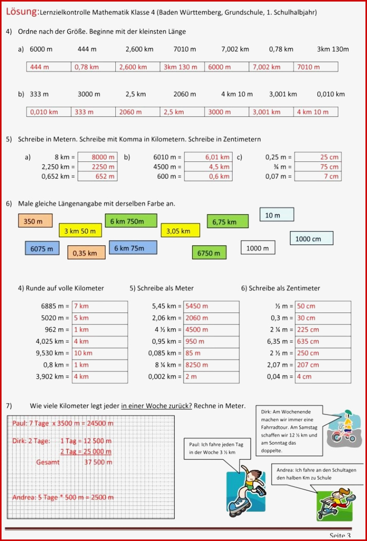 Klassenarbeit Zu Größen Und Maßeinheiten