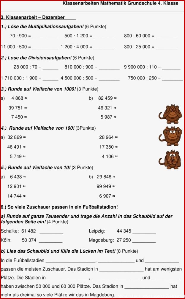 Klassenarbeit zu Zahlenraum bis