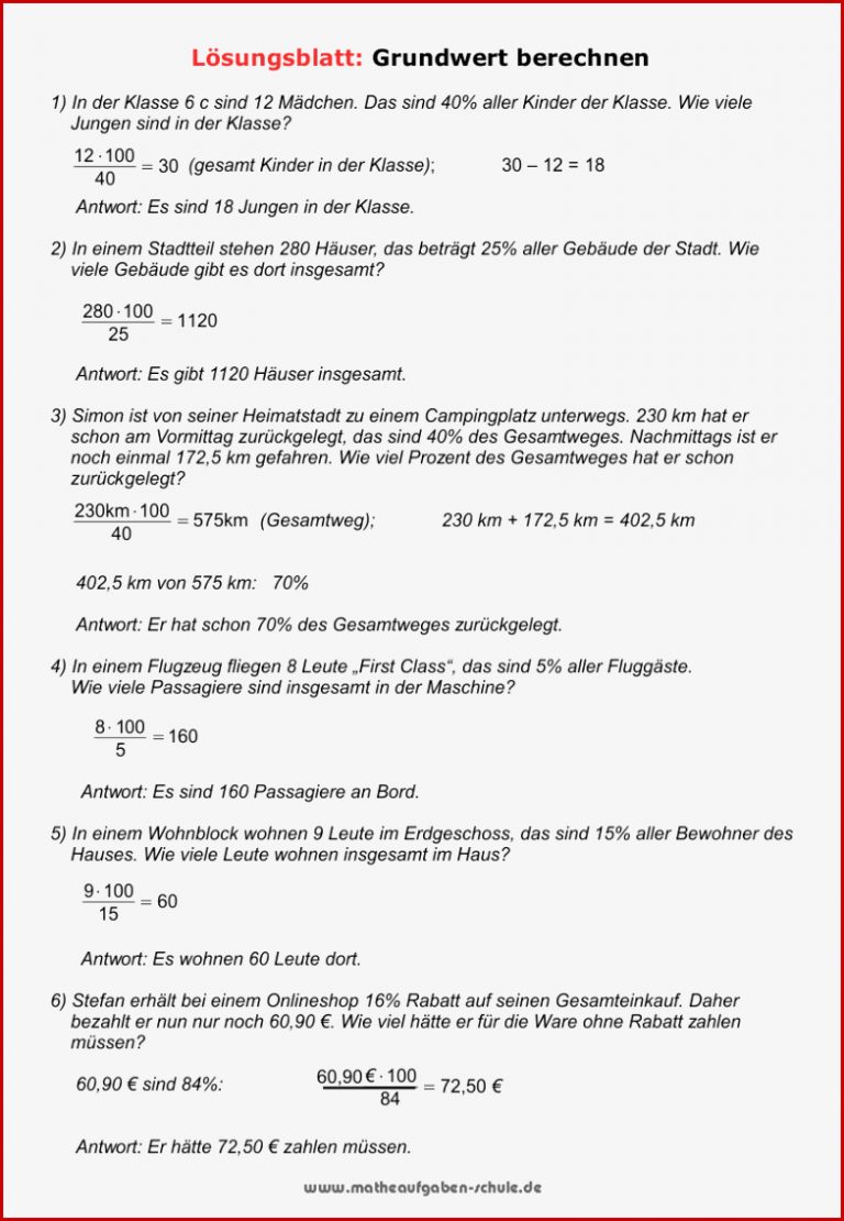 Klassenarbeiten Mathe Prozentrechnung