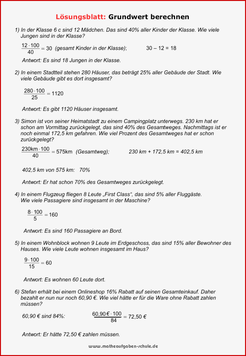 Klassenarbeiten Mathe Prozentrechnung