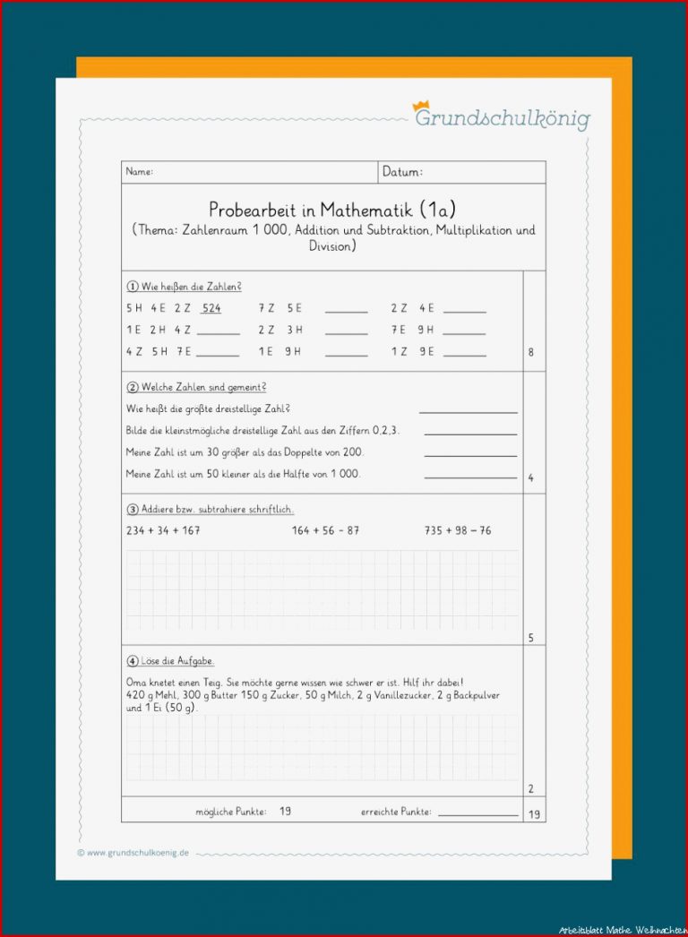 Klassenarbeiten Proben Mathe 3 Klasse