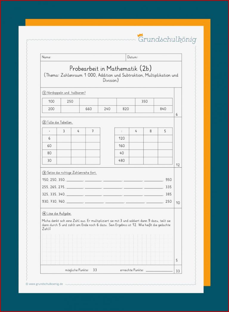 Klassenarbeiten Proben Mathe 3 Klasse