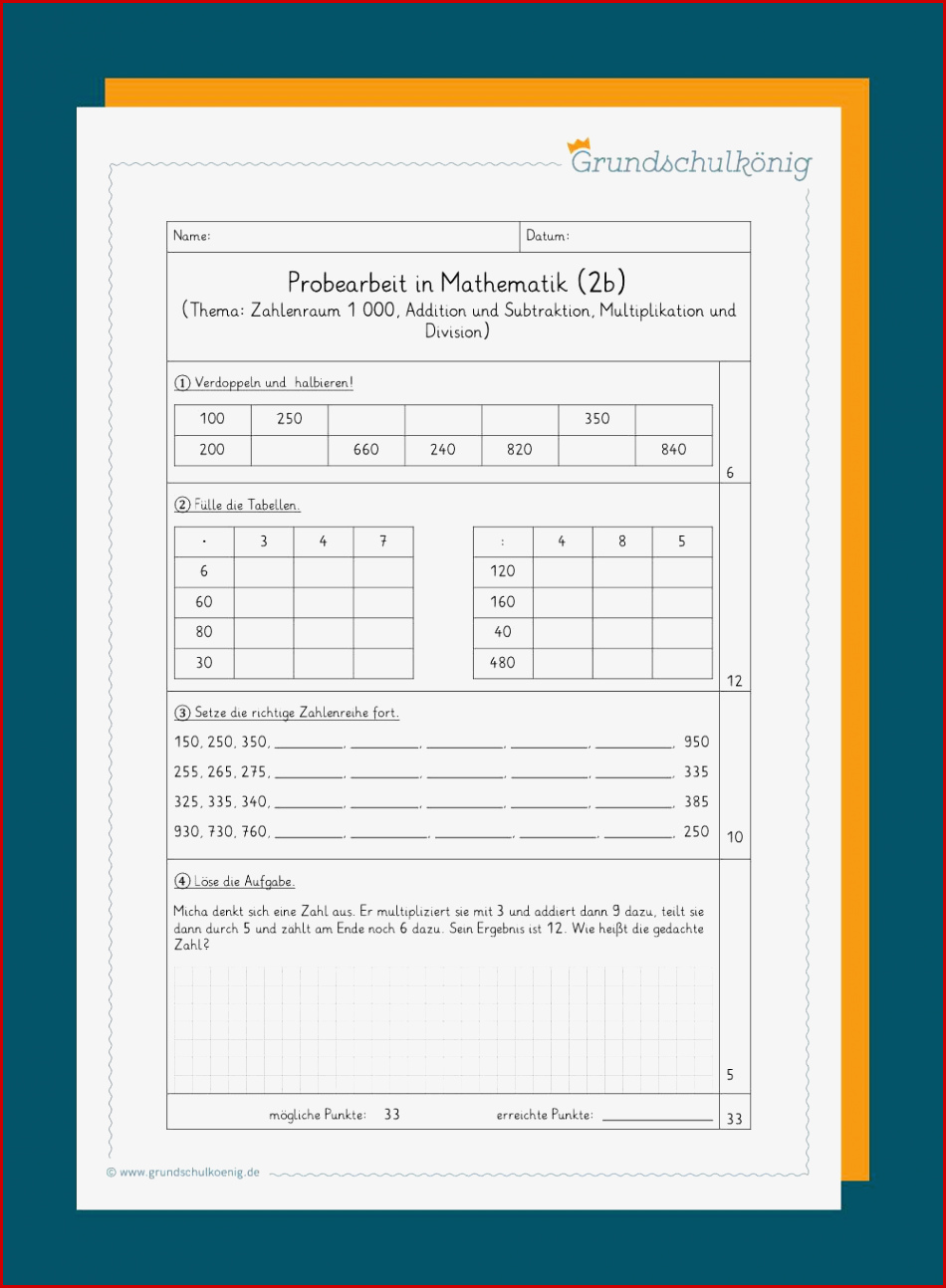 Klassenarbeiten Proben Mathe 3 Klasse