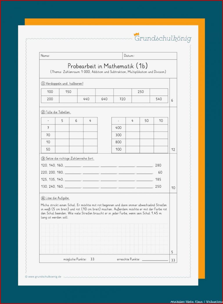 Klassenarbeiten Proben Mathe 3 Klasse