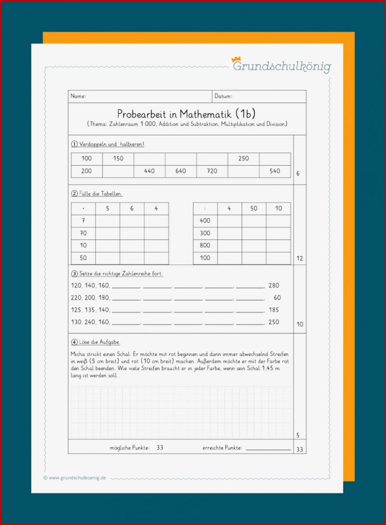 Klassenarbeiten Proben Mathe 3 Klasse