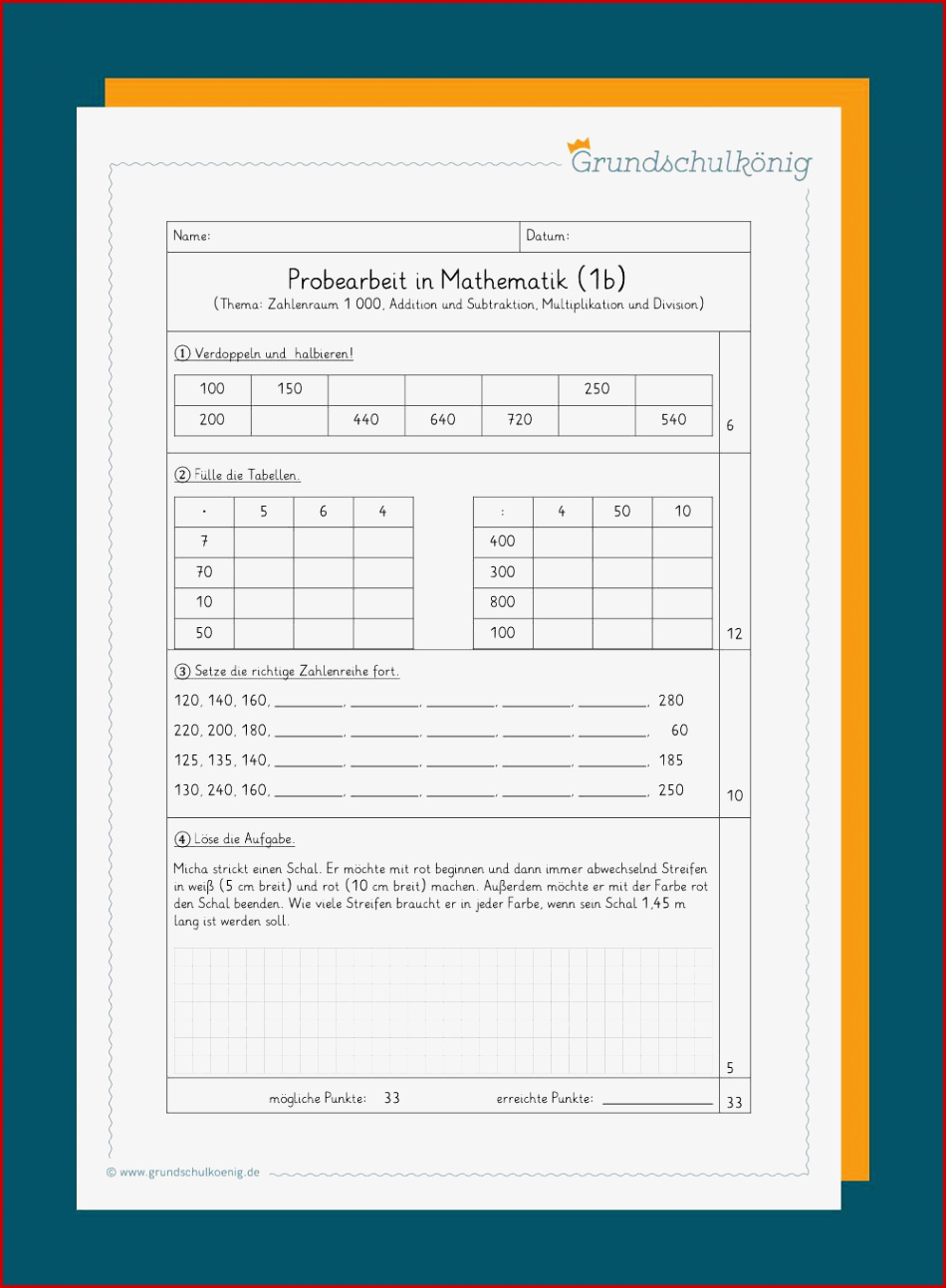 Klassenarbeiten Proben Mathe 3 Klasse