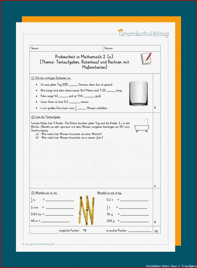 Klassenarbeiten Proben Mathe 4 Klasse