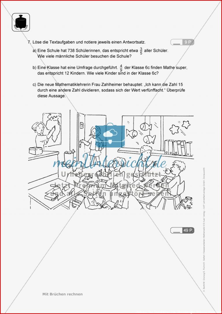 Klassenarbeiten Zum thema "mit Brüchen Rechnen" In Zwei