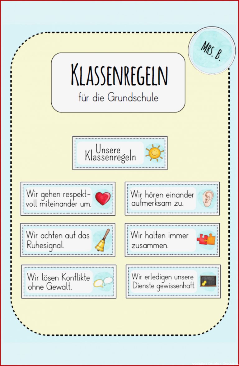 Klassenregeln Für Grundschule – Unterrichtsmaterial Im