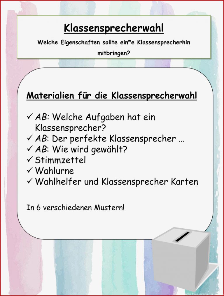 Klassensprecher Grundschule Material