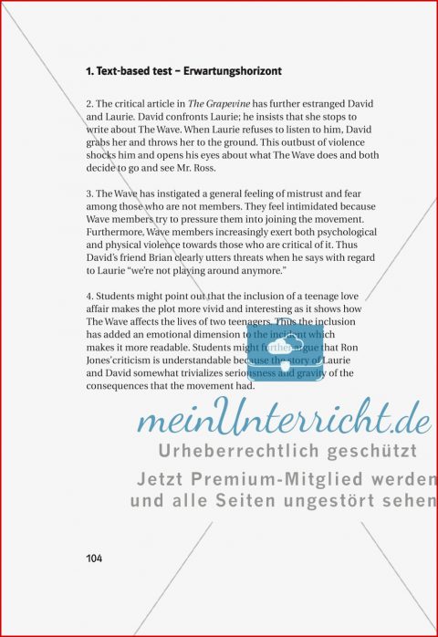 Klausurvorschläge Zum Buch "die Welle" Lösungen