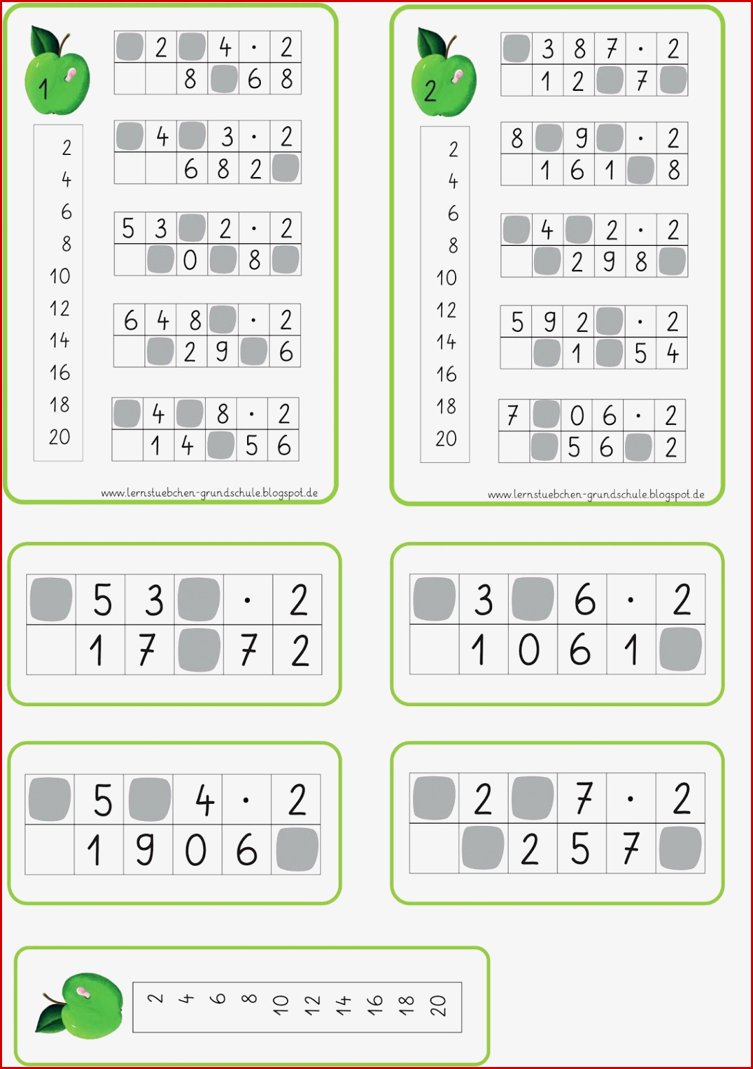 Klecksaufgaben Multiplikation