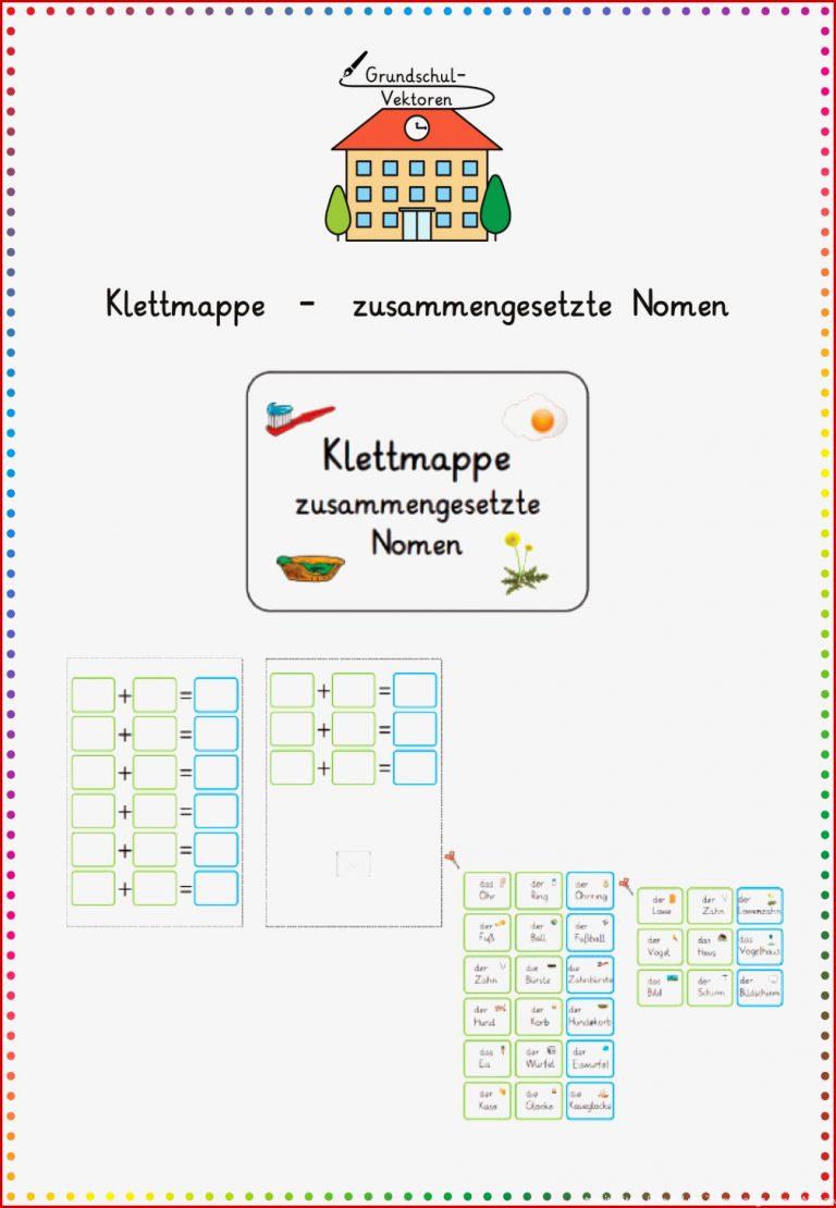 Klettmappe Zusammengesetzte Nomen – Unterrichtsmaterial