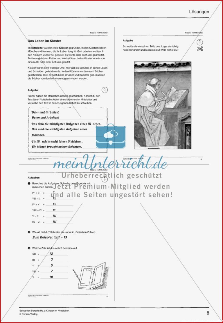 Kloster Im Mittelalter Unterrichtseinheit Meinunterricht