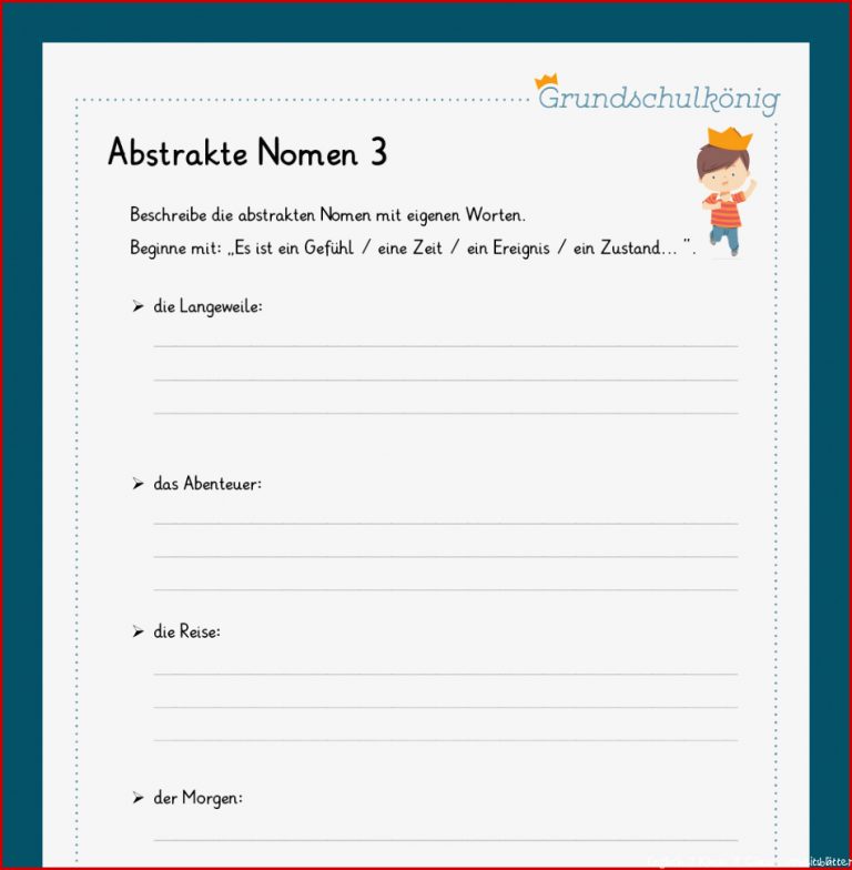 Königspaket Abstrakte Nomen Deutsch 4 Klasse