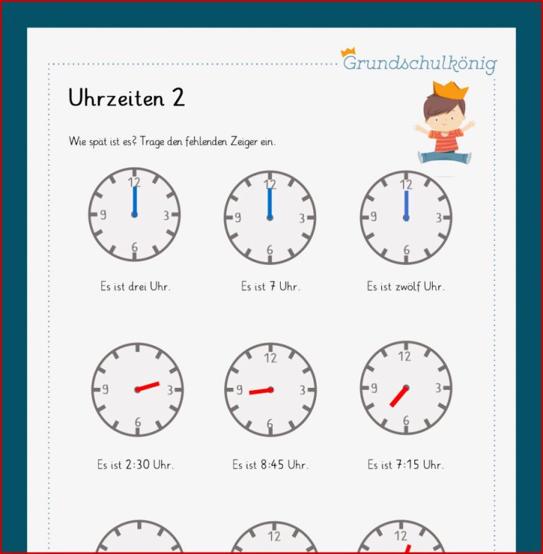 Königspaket Rechnen mit Uhrzeiten Grundschulkönig Shop