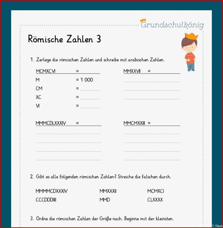 Königspaket Römische Zahlen Mathe 4 Klasse