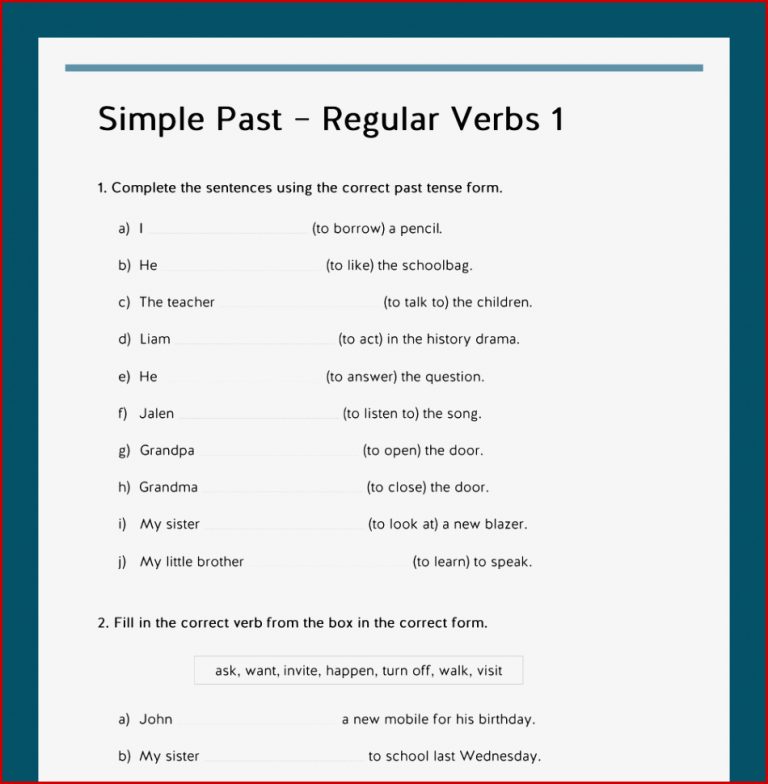 Königspaket Simple Past Regular Verbs Grundschulkönig