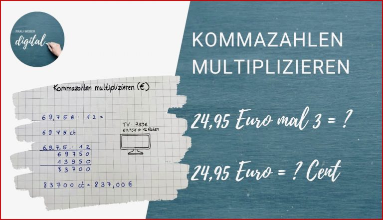 Kommazahlen (geldbetrÃ¤ge) Multiplizieren - 4. Klasse