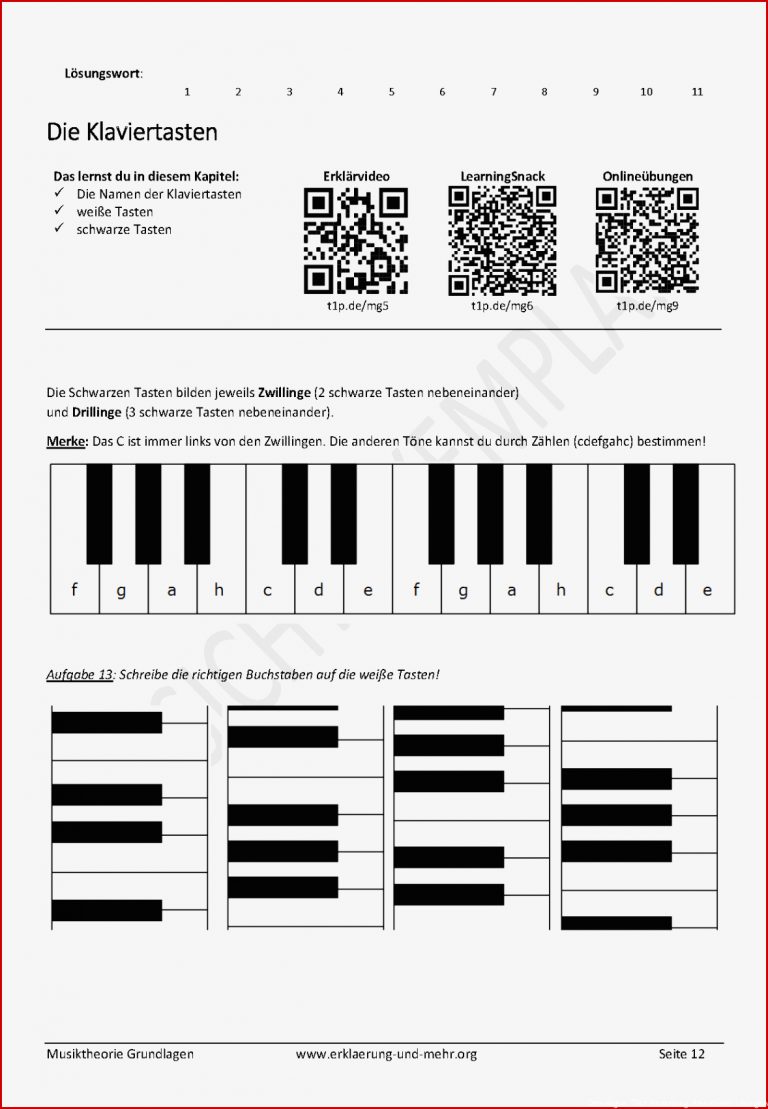 Komplettes Arbeitsheft zur Musiktheorie mit Lösungen Teil 1