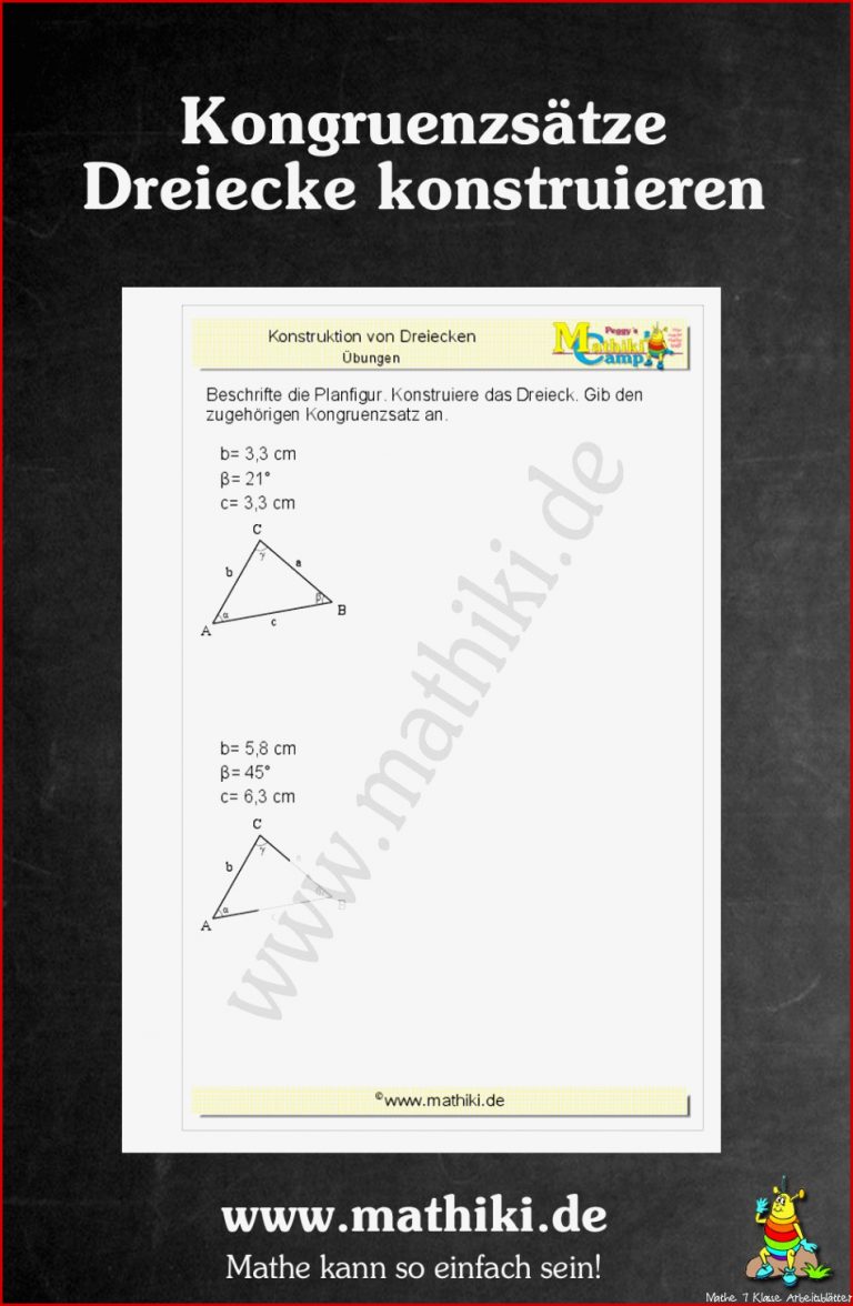 Kongruenzsätze Dreiecke konstruieren Klasse 7 8