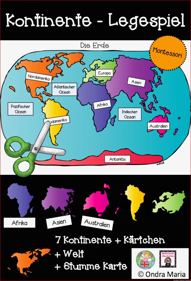 Kontinente Legespiel Stumme Karte Montessori