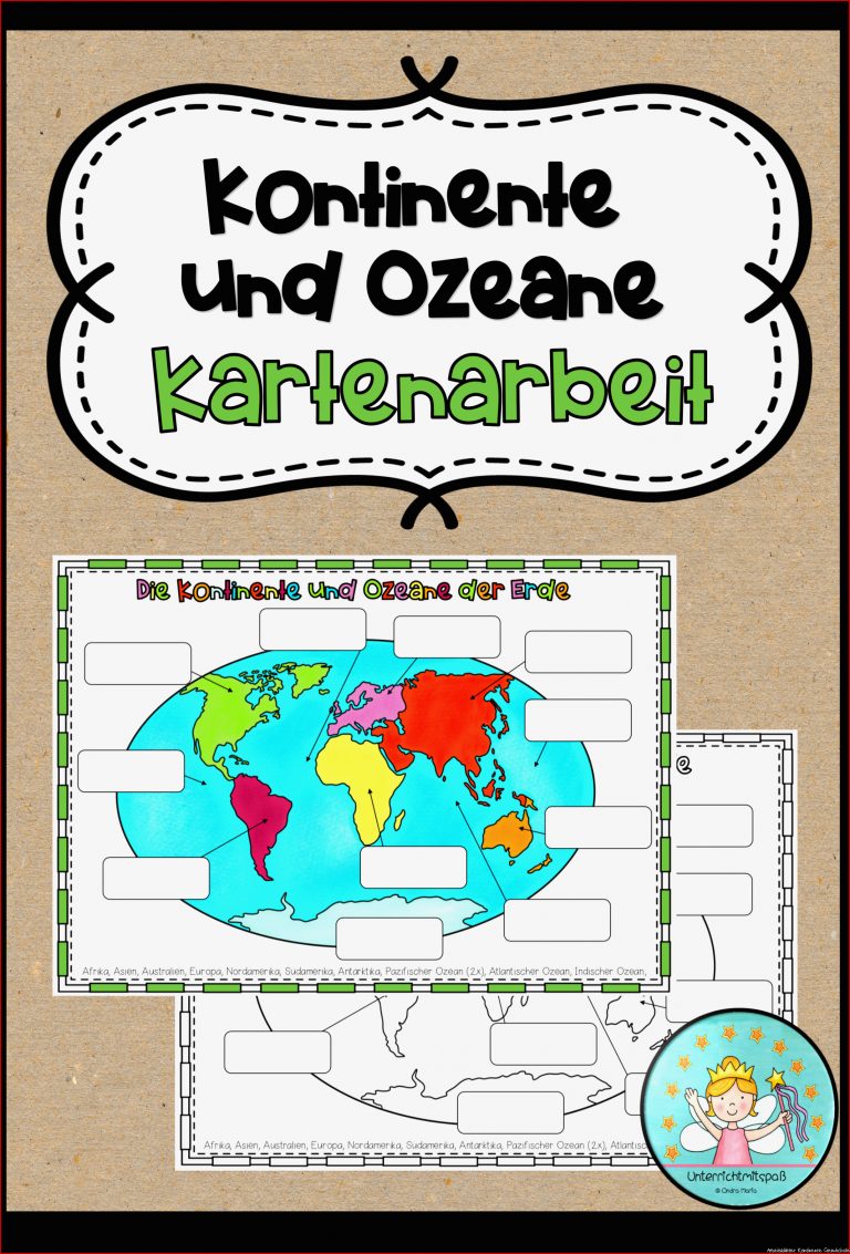 Kontinente und Ozeane der Erde Kartenarbeit