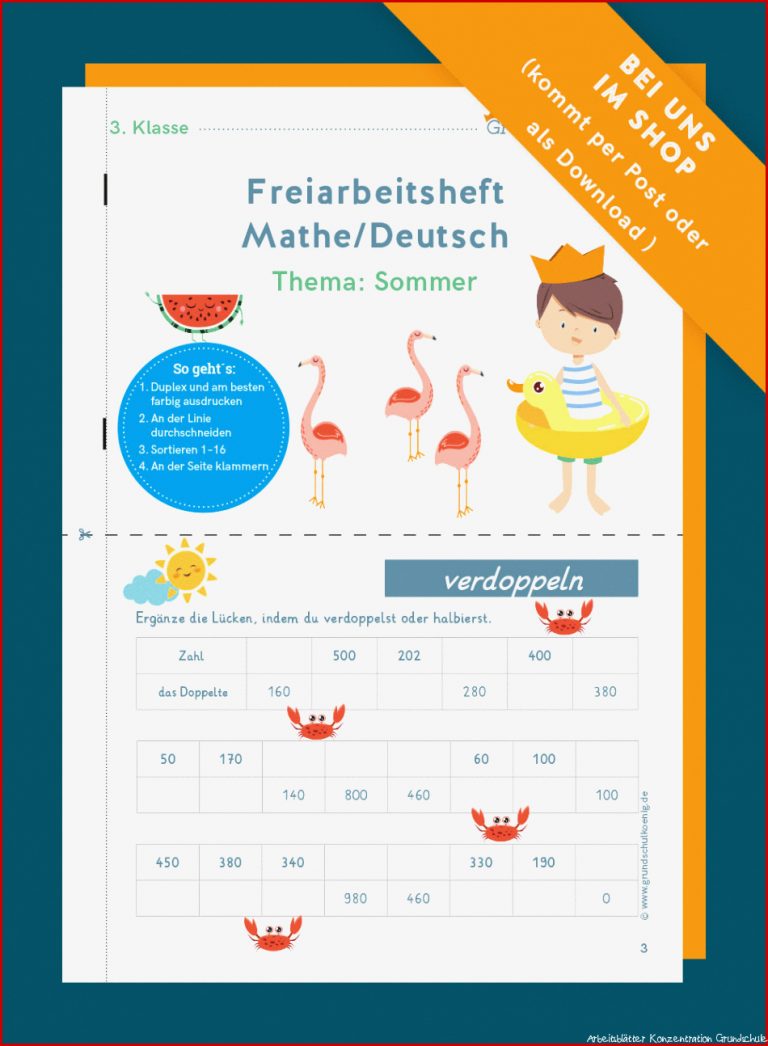 Konzentration Grundschule Arbeitsblätter Worksheets