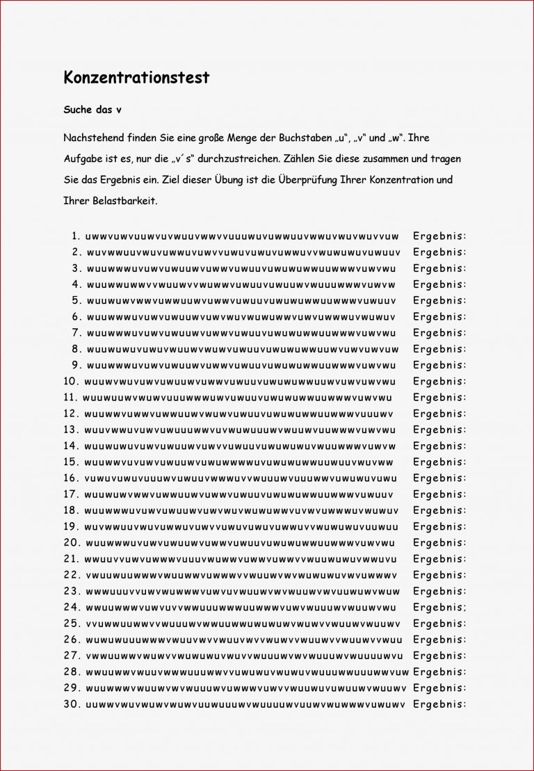 Konzentrationstest – Suche das v