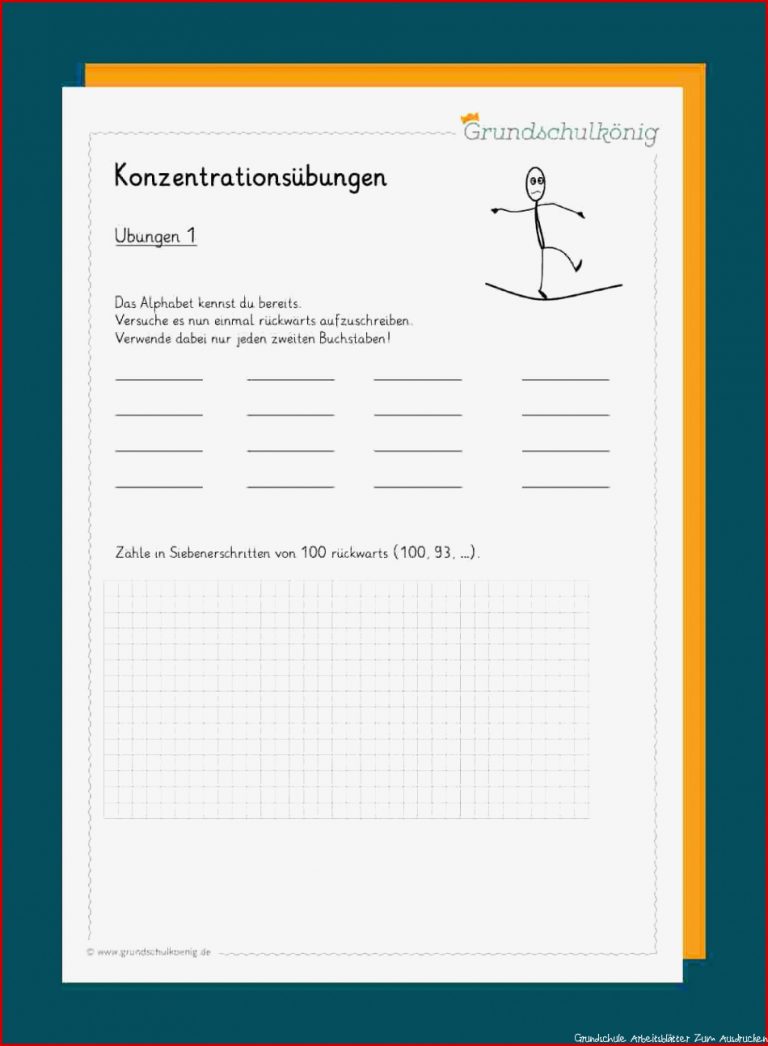 Konzentrationsübungen Arbeitsblätter Zum Ausdrucken