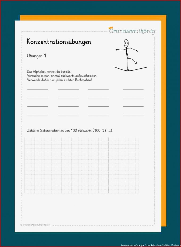 Konzentrationsübungen Grundschule Arbeitsblätter Kostenlos