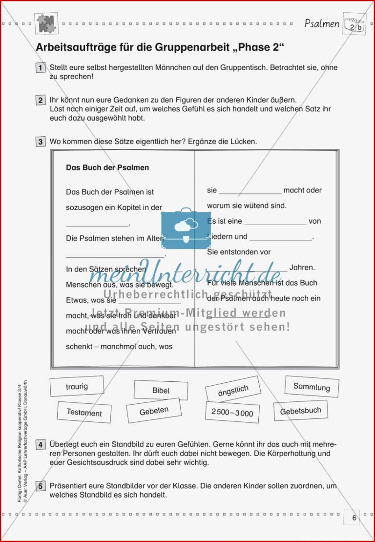 Kooperative Methoden Psalmen Meinunterricht