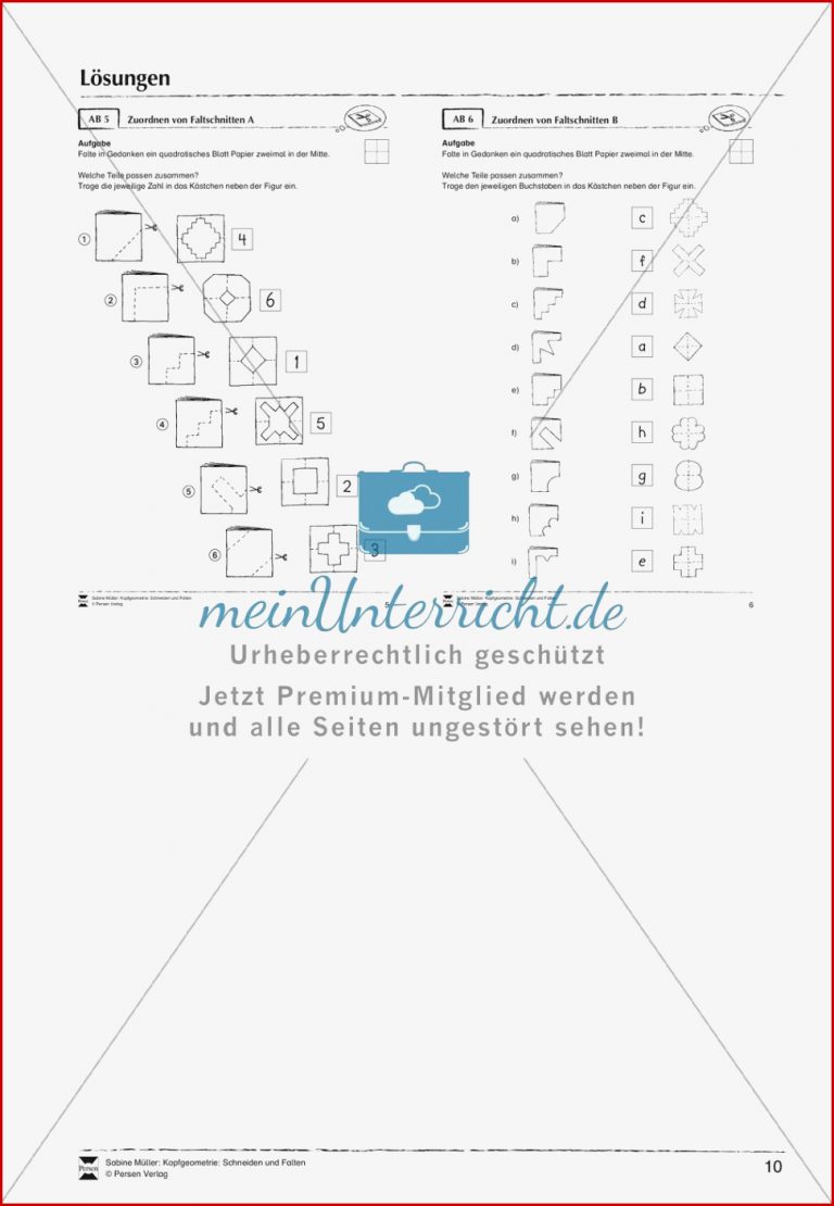 Kopfgeometrie Schneiden und Falten meinUnterricht