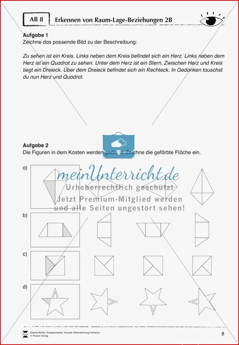 Kopfgeometrie Visuelle Wahrnehmung Meinunterricht