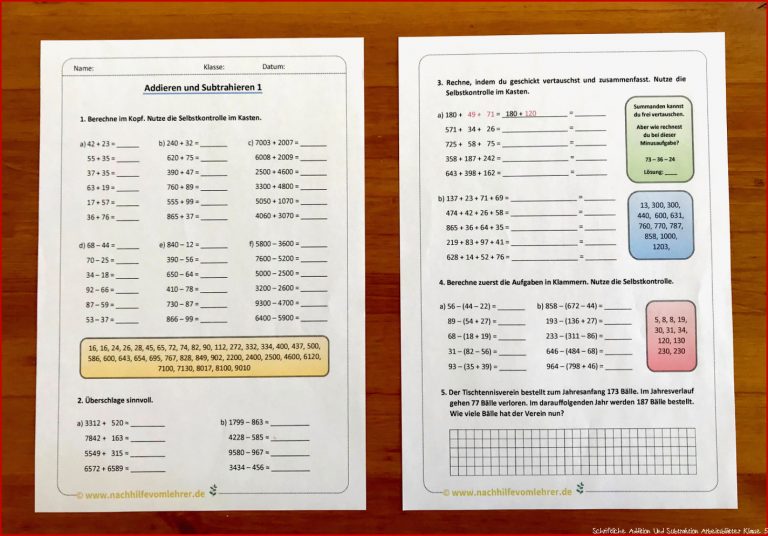 Kopfrechnen Klasse 5 - Nachhilfevomlehrer.de