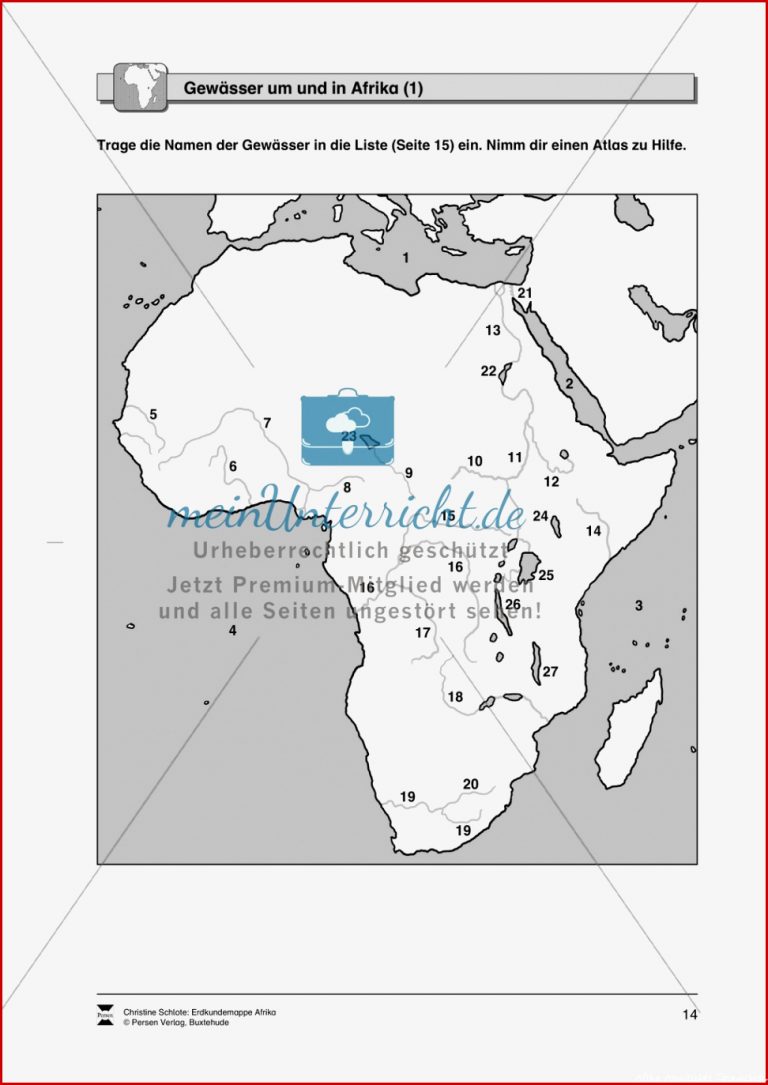 Kopiervorlage zu einer Übersicht über den Kontinent Afrika