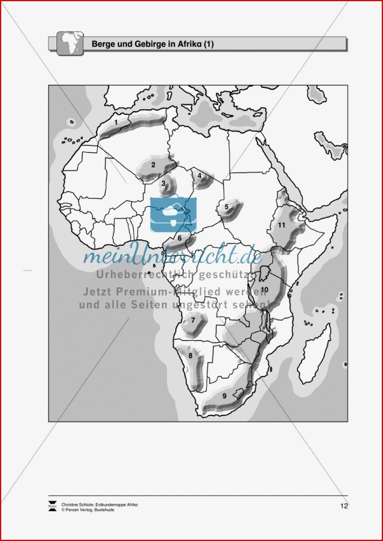 Kopiervorlage zu einer Übersicht über den Kontinent Afrika