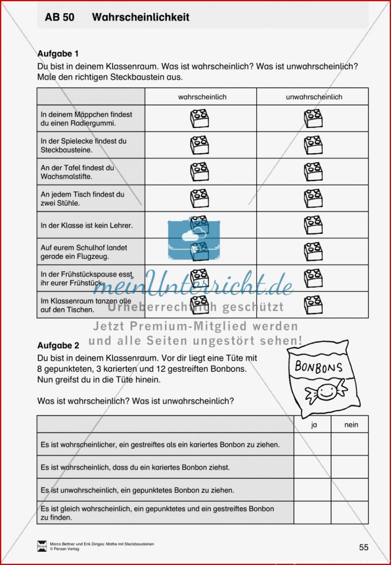 Kopiervorlagen mit praktischen Aufgaben zur Kombinatorik