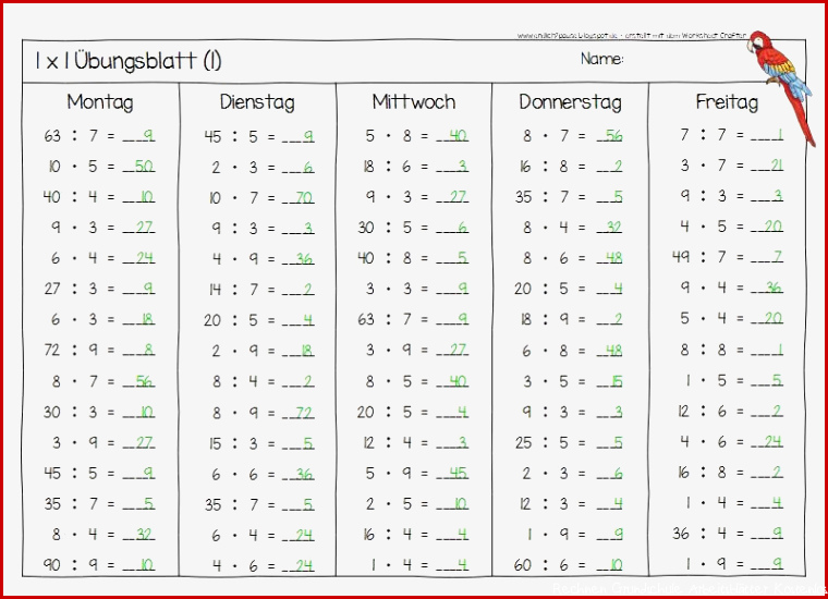 Kostenlos Einmaleins Arbeitsblätter Zum Ausdrucken Pdf