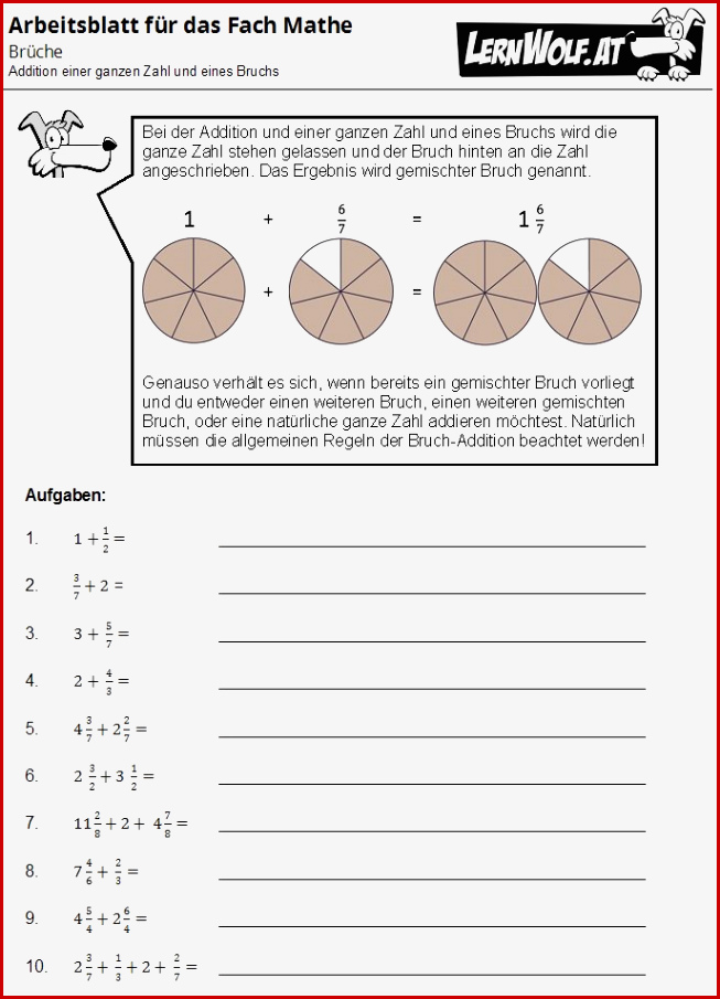 Kostenlose Arbeits Und Übungsblätter Zum thema Brüche