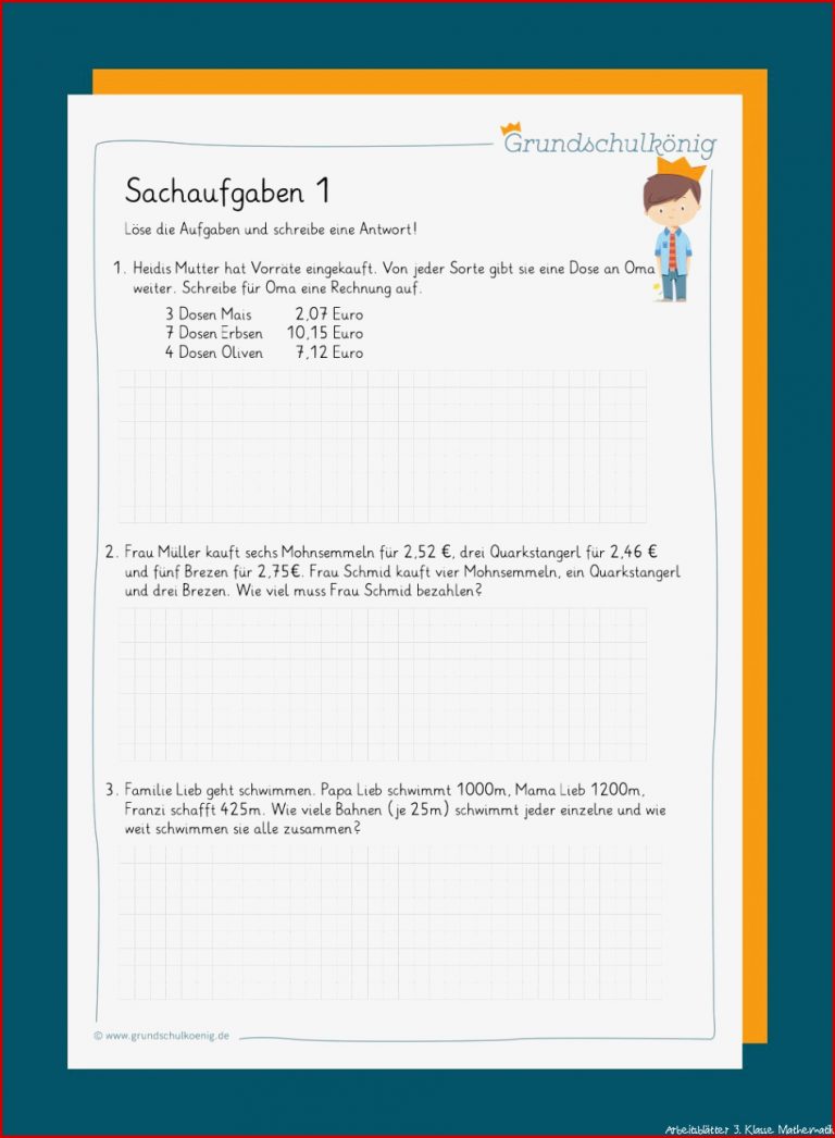 Kostenlose Arbeitsblätter Mathe 3 Klasse Textaufgaben