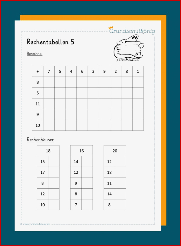 Kostenlose Arbeitsblätter Mit Rechentabellen Im Zahlenraum