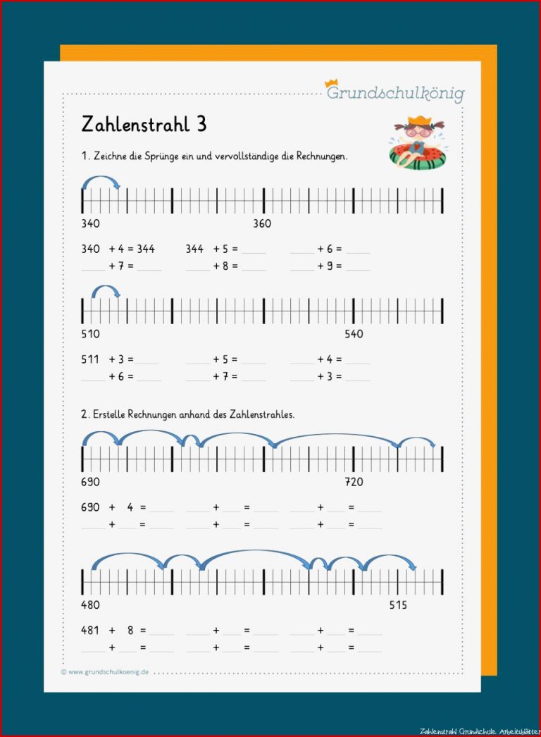 Kostenlose Arbeitsblätter Zum thema Zahlenstrahl Für 3
