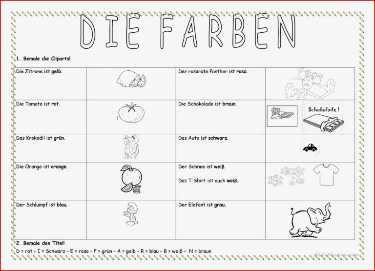 Kostenlose Daf Farben Arbeitsbltter Bei Deutsch Lernen Fr