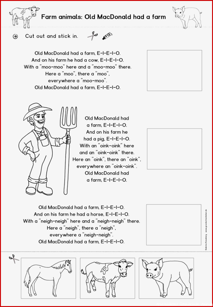 Kostenloses Arbeitsblatt zum Thema farm animals Tiere auf