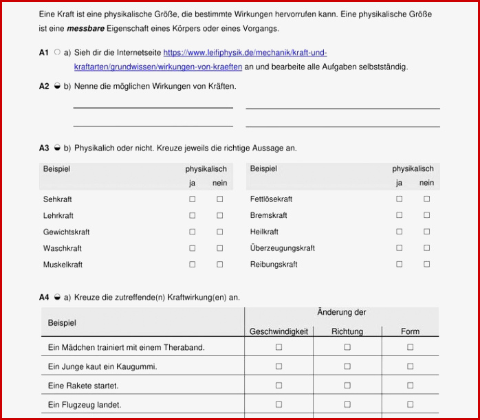 Kräfte Und Ihre Wirkungen Arbeitsblatt Nathan Hernandes