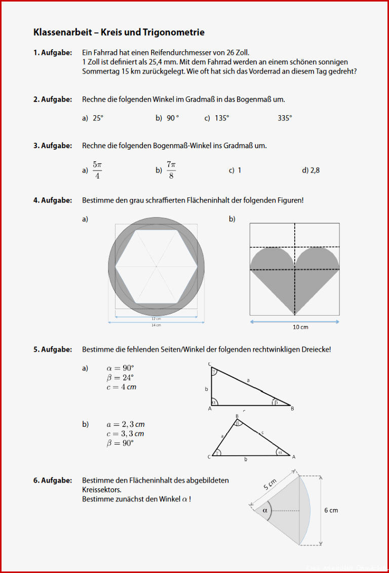 Kreis Flächen berechnen Matheaufgaben Kreisflächen berechnen