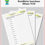 Kreisfläche Berechnen Klasse 9 10 Mathe Arbeitsblätter